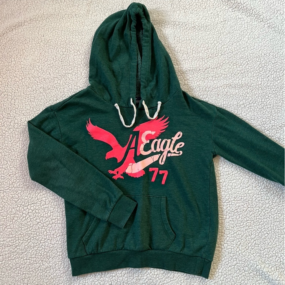 American Eagle Green Graphic Hoodie